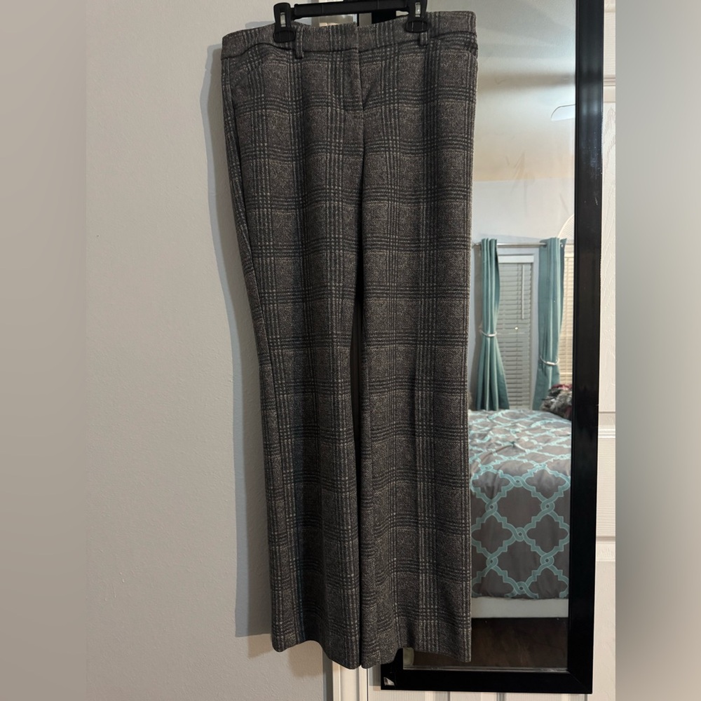 ❤️Express❤️ Editor Stretch Barely Boot Low Rise Pants dark gray plaid size 10L